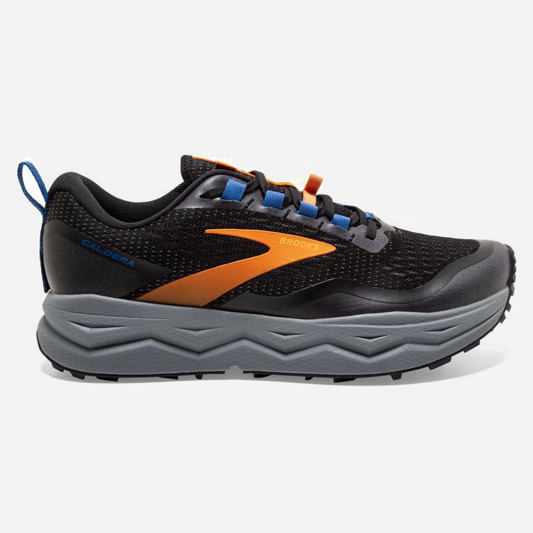 Brooks Caldera 5 Mens Distance Trail Running Shoes - Black/Orange/Blue - Philippines (526437ZKO)